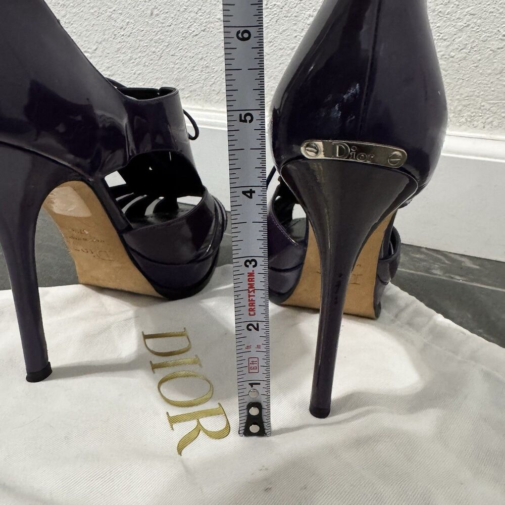 Dior Patent Leather Platform Heels 37.5 US 7.5 Purple Whimsigoth Designer Luxury - Picture 6 of 8